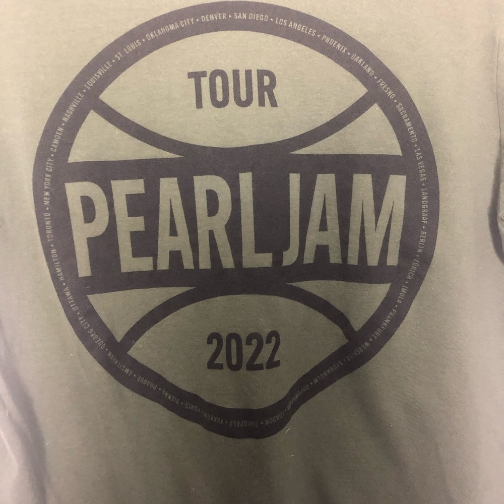Pearl Jam Short Sleeve T-shirt Army Green S Double Graphic Band Tee 2022 - Picture 8 of 9